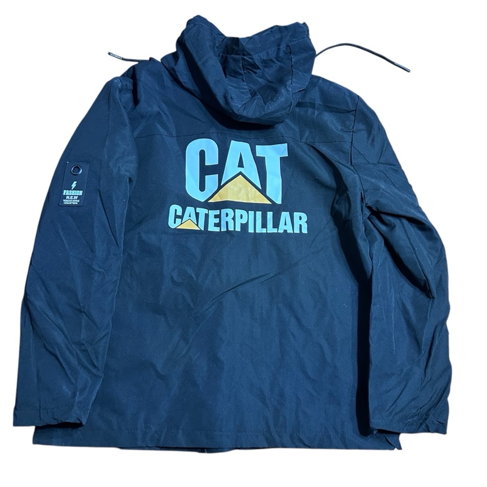 Caterpillar Mens‎ Hooded Jacket Black Full Zip 3XL Large Logo